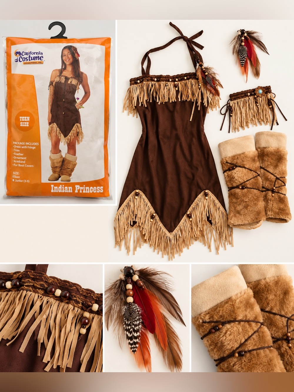 California Costumes Brown and Tan Indian Princess Kids Costume
